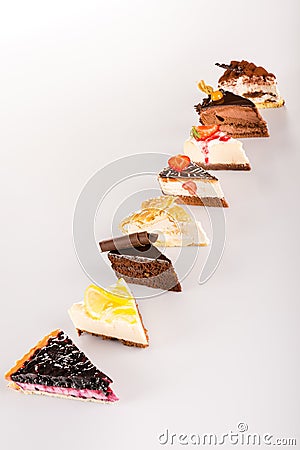 Selection sweet cake slice delicious tart Stock Photo