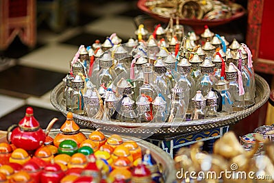 Selection of traditional bottle for perfumes or incenses Stock Photo