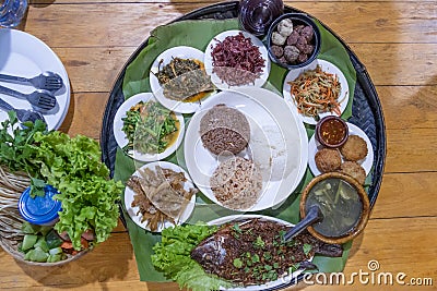 Shan style dishes in Myanmar Stock Photo