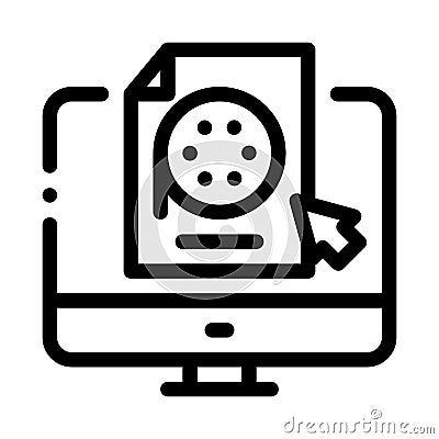 Selection of video document on computer icon vector outline illustration Vector Illustration