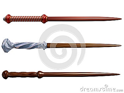 Selection of wizard wands Cartoon Illustration