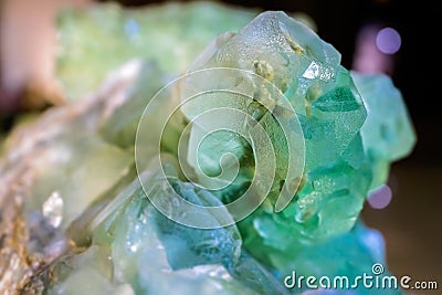 Closeup of a natural transparent green crystal Editorial Stock Photo