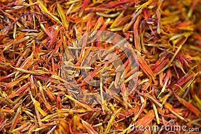 Selective focus, Background of dried orange saffron Stock Photo