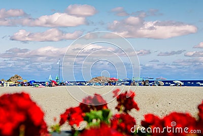 Selective focus - beach of Tossa de Mar Stock Photo