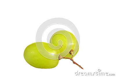 Selective focus of bunch green grapes isolated on white Stock Photo