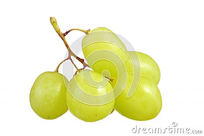 Selective focus of bunch green grapes isolated on white Stock Photo