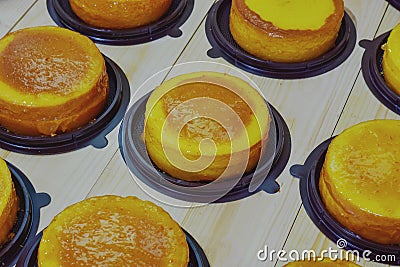 Selective focus, Butter cake on wood Stock Photo