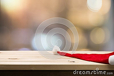 Selective focus Christmas holiday background with Santa hat. Stock Photo