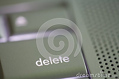 Selective focus delete key on keyboard, close-up, backlit, full frame Stock Photo