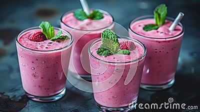 Selective focus on fruit smoothie for detox diet vegetarian healthy eating concept Stock Photo