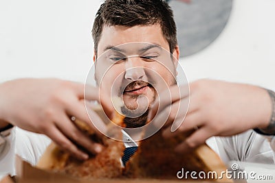 selective focus of overweight businessman Stock Photo