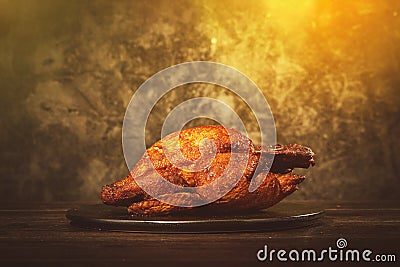 Selective focus shot of a deliciously prepared chicken for Thanksgiving Stock Photo