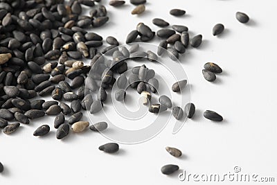 Selective focus shot of a heap of Chia seed Stock Photo