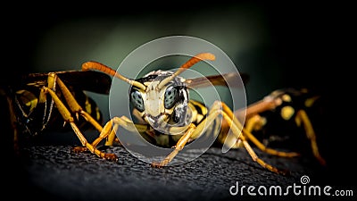 Selective focus shot of a wasp ready to fight on blurred background Stock Photo