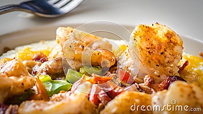 Selective focus Shrimp and grits a southern cuisine Stock Photo