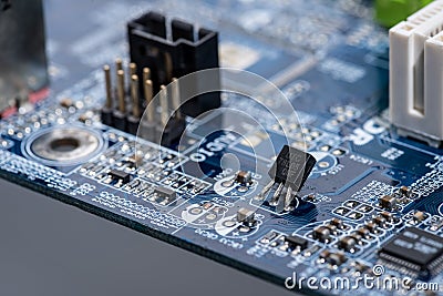 Various details of computer motherboard Stock Photo