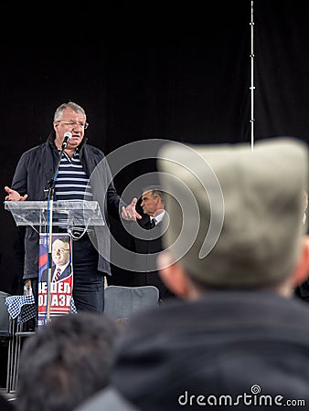 Selective Vojislav Seselj, leader of the Serbian Radial Party SRS talking during one of his meeting Editorial Stock Photo