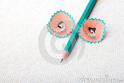 Pencil with pencil shavings Stock Photo