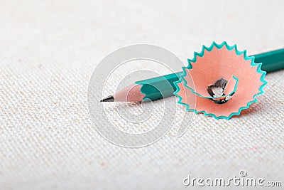 Pencil with pencil shavings Stock Photo