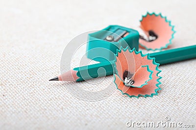 Pencil with pencil shavings Stock Photo