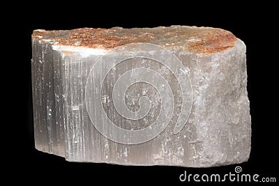 Selenite or satin spar mineral from Spain isolated on a pure black background Stock Photo