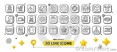 Selenium mineral, Recovery internet and Sales diagram line icons pack. For web app. 3d design elements. Vector Vector Illustration