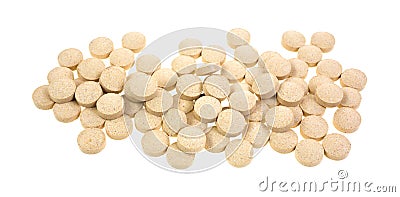 Selenium mineral tablets on white background Stock Photo