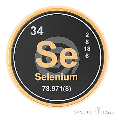 Selenium Se chemical element. 3D rendering Stock Photo