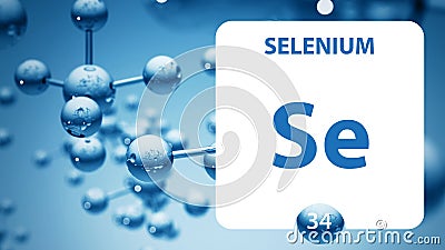 Selenium Se, chemical element sign. 3D rendering isolated on white background. Selenium chemical 34 element for science Stock Photo