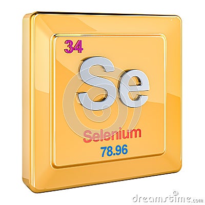 Selenium Se, chemical element sign with number 34 in periodic table. 3D rendering Stock Photo