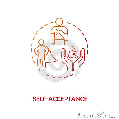 Self acceptance red gradient concept icon Vector Illustration