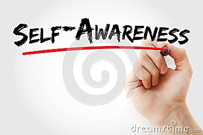 Self - Awareness text with marker Stock Photo