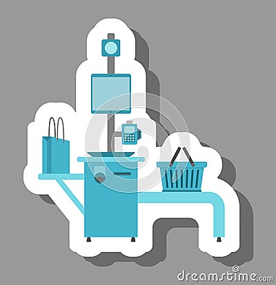 Self-checkout kiosks icon that symbolizes modern shopping and future technology Vector Illustration