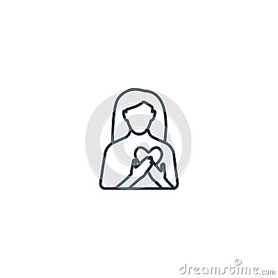 Self-compassion outline icon. Monochrome simple sign from mental health collection. Self-compassion icon for logo Vector Illustration