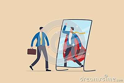 Self confidence or self esteem believe in yourself, positive attitude to success, ambition or determination to achieve goals, Vector Illustration