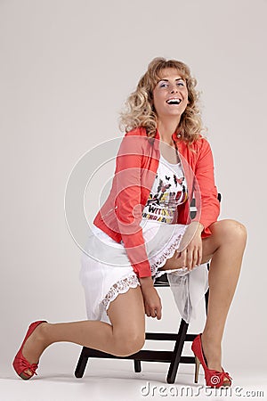 Self-conscious woman Stock Photo