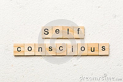 self conscious word written on wood block. self conscious text on table, concept Stock Photo