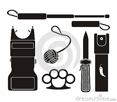 Self defense equipment - pictogram Vector Illustration