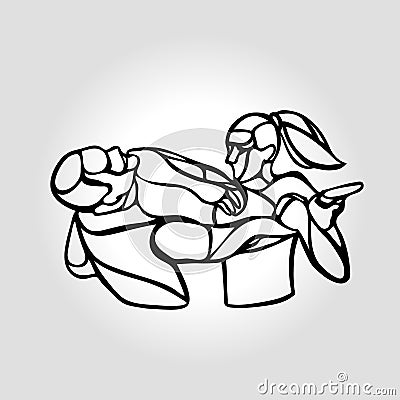 Woman self defense practice. Krav Maga sparring eps Cartoon Illustration