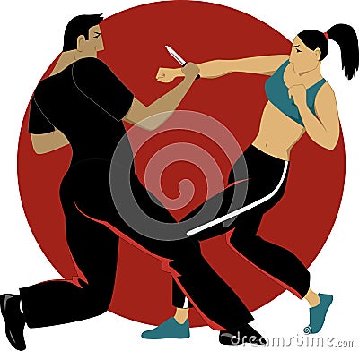 Self-defense for women Vector Illustration