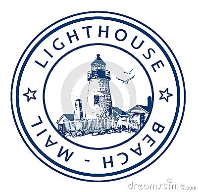 Stamp Lighthouse Beach Mail Stock Photo