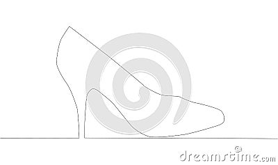 Self drawing animation of one line drawing of high heel shoe Vector Illustration