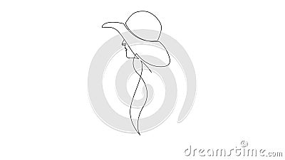Self Drawing Animation Of Woman In Hat Continuous One Line Drawing Self Drawing Animation Of Woman In Hat Continuous One Line Drawing