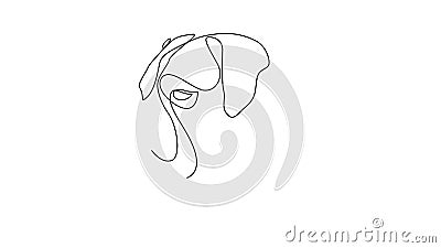 Self Drawing Simple Animation of Single Continuous One Line Drawing Boxer.  Dog Head Drawing by Hand, Black Line on a Stock Footage - Video of animation,  lines: 170390990
