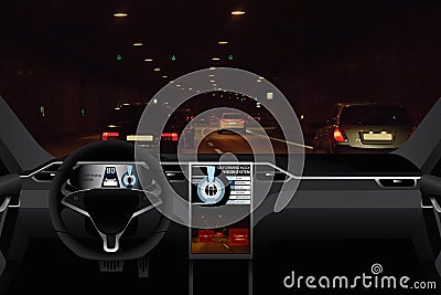 Self driving car on a road. Stock Photo