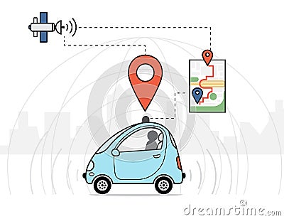 Self-driving car infographic illustration Vector Illustration