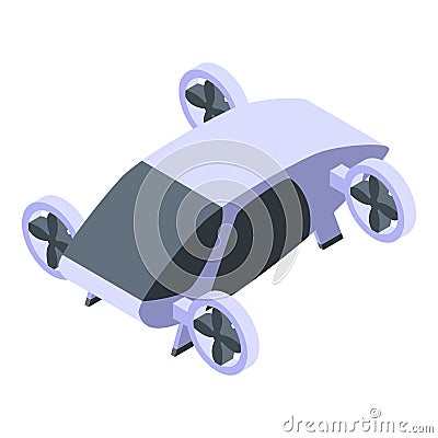 Self driving flying taxi icon, isometric style Vector Illustration