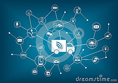 Self-driving trucks infographic Vector Illustration