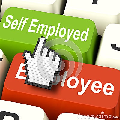 Self Employed Computer Means Choose Career Job Choice Stock Photo