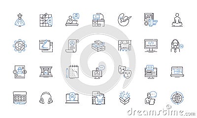 Self-employed line icons collection. Freelancer, Entrepreneur, Soloist, Independent, Autonomy, Small Business, Boss Vector Illustration
